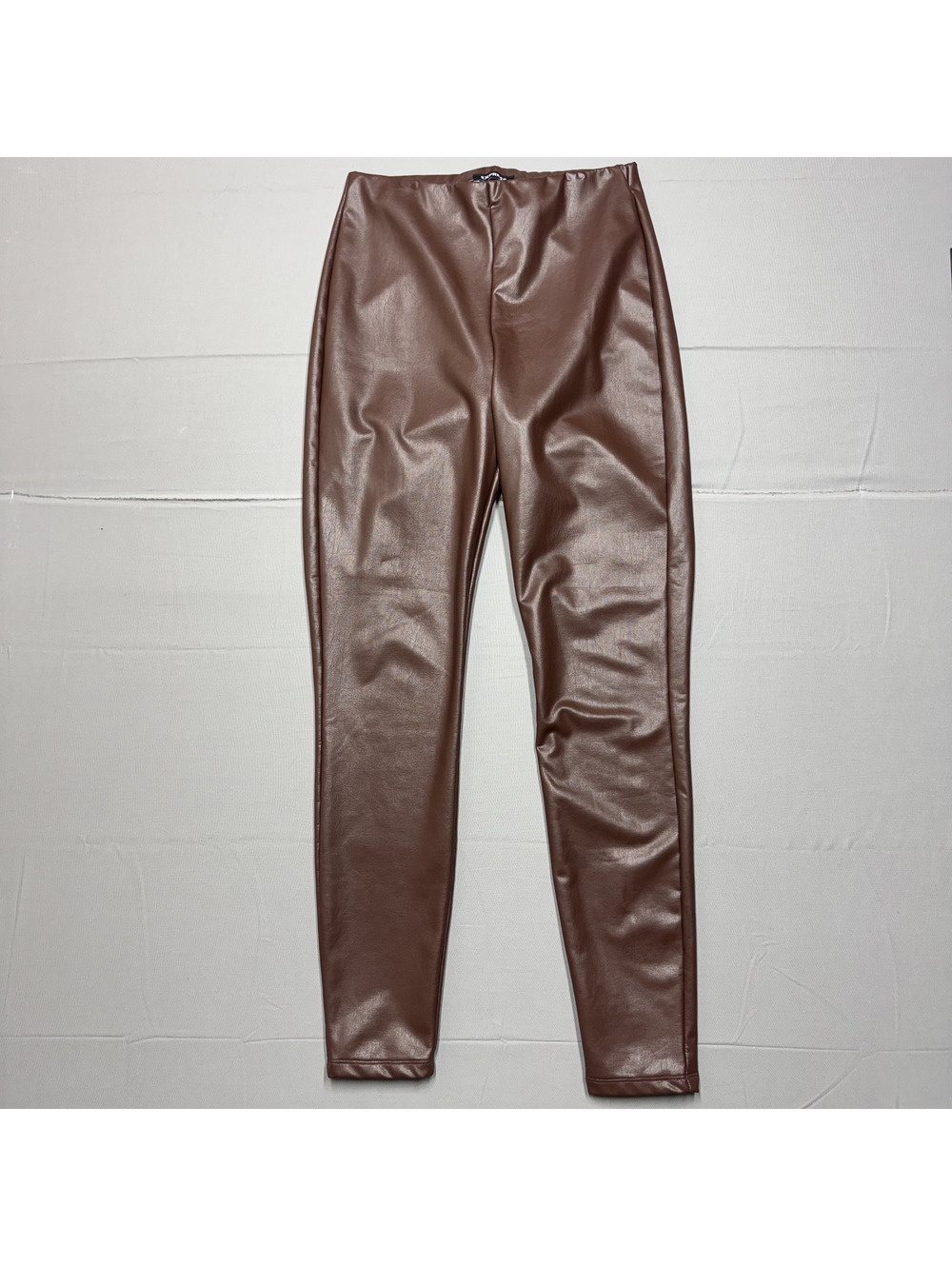 Express Womens High Rise Faux Leather Leggings Size S Brown Auburn Vegan Pants
